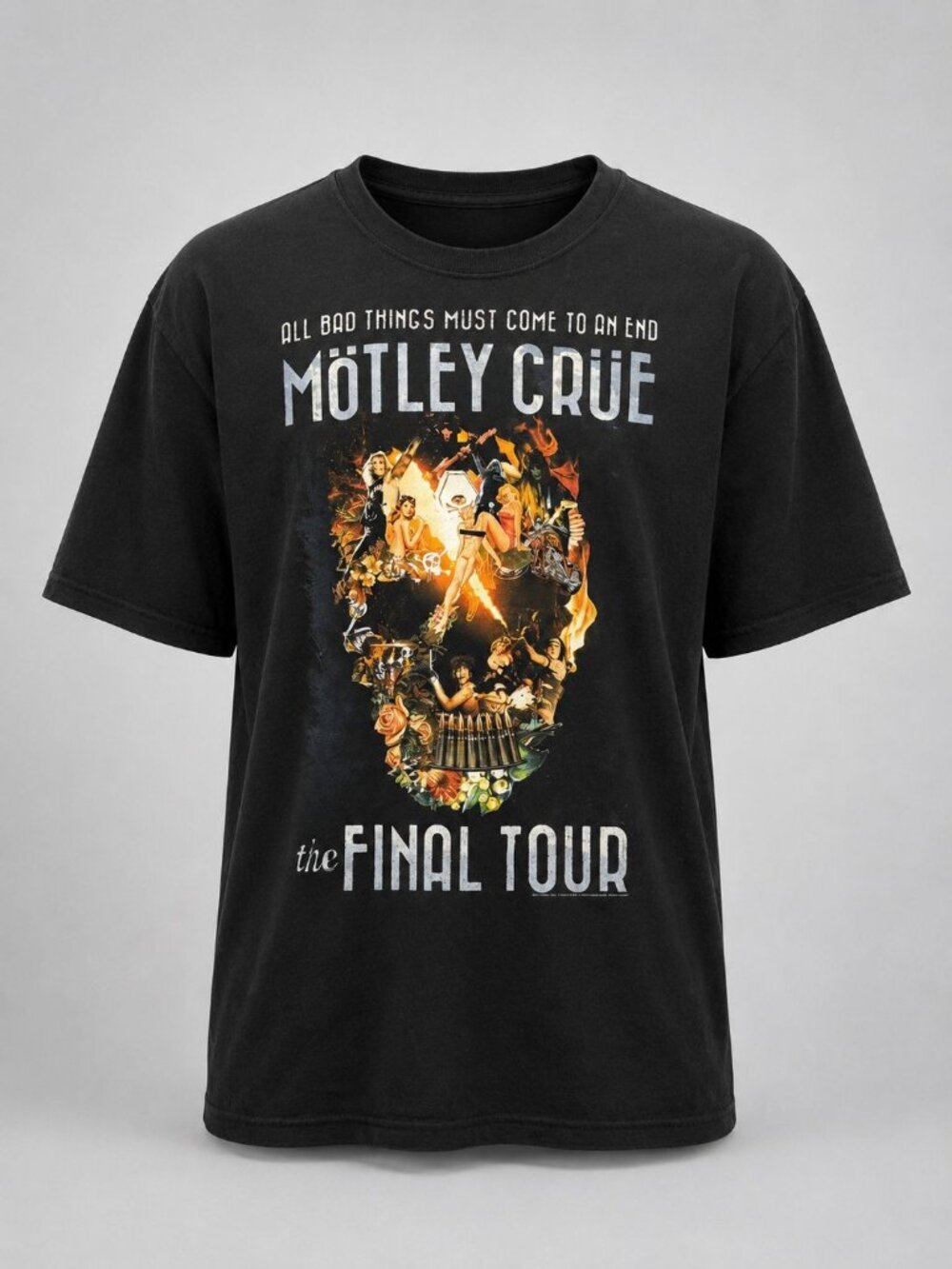 Motley Crue 2014 The Final Tour Concert Mens 3XL T Shirt All BAD Things Must END